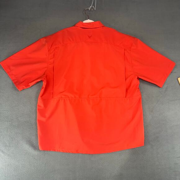 Vaccari Mens Size Large Short Sleeve Orange Fishing Shirt Vented Outdoors - Picture 4 of 8